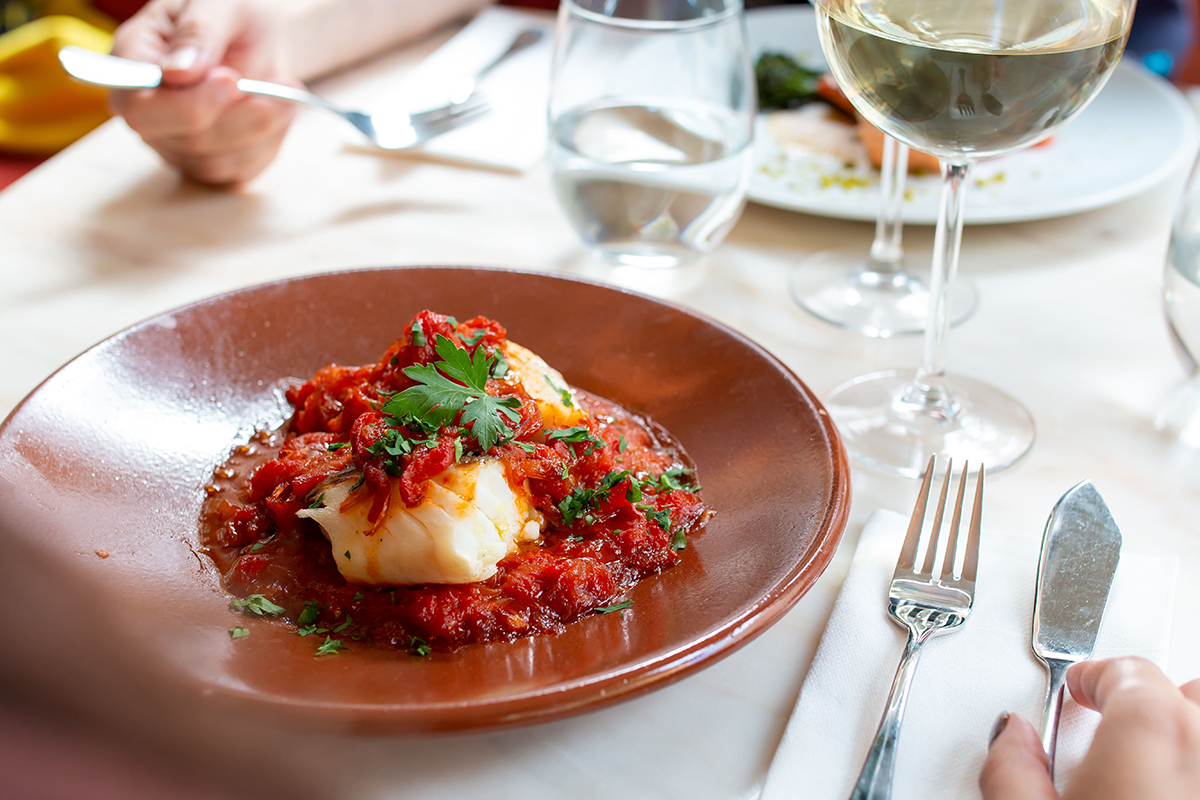 Bacalo con tomate menú del día centro de Madrid